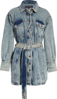 Retrofête Odette Belted Long Sleeve Denim Shirtdress