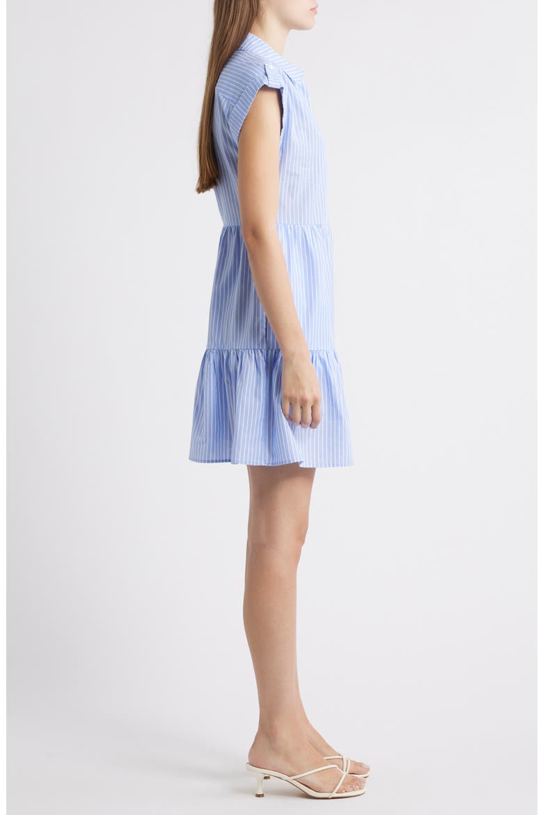Stripe Tiered Cotton Blend Shirtdress, Alternate, color, BLUE/ WHITE STRIPE