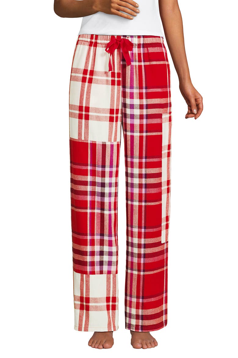 Print Flannel Pajama Pants, Alternate, color, Compass Red Patchwork Plaid