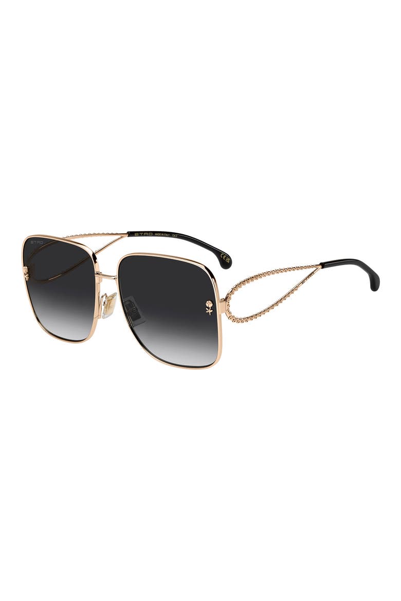 61mm Gradient Square Sunglasses, Alternate, color, ROSE GOLD/ DARK GREY SF