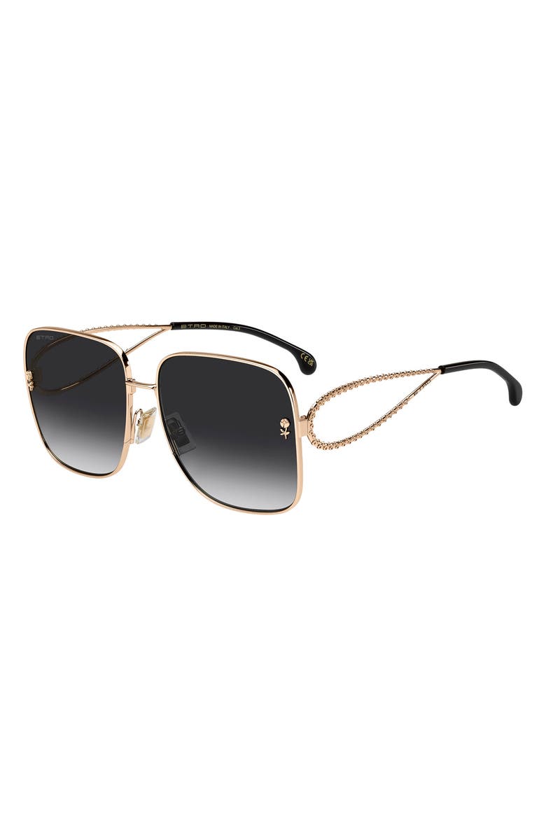 Etro 61mm Gradient Square Sunglasses, Alternate, color, Rose Gold/ Dark Grey Sf
