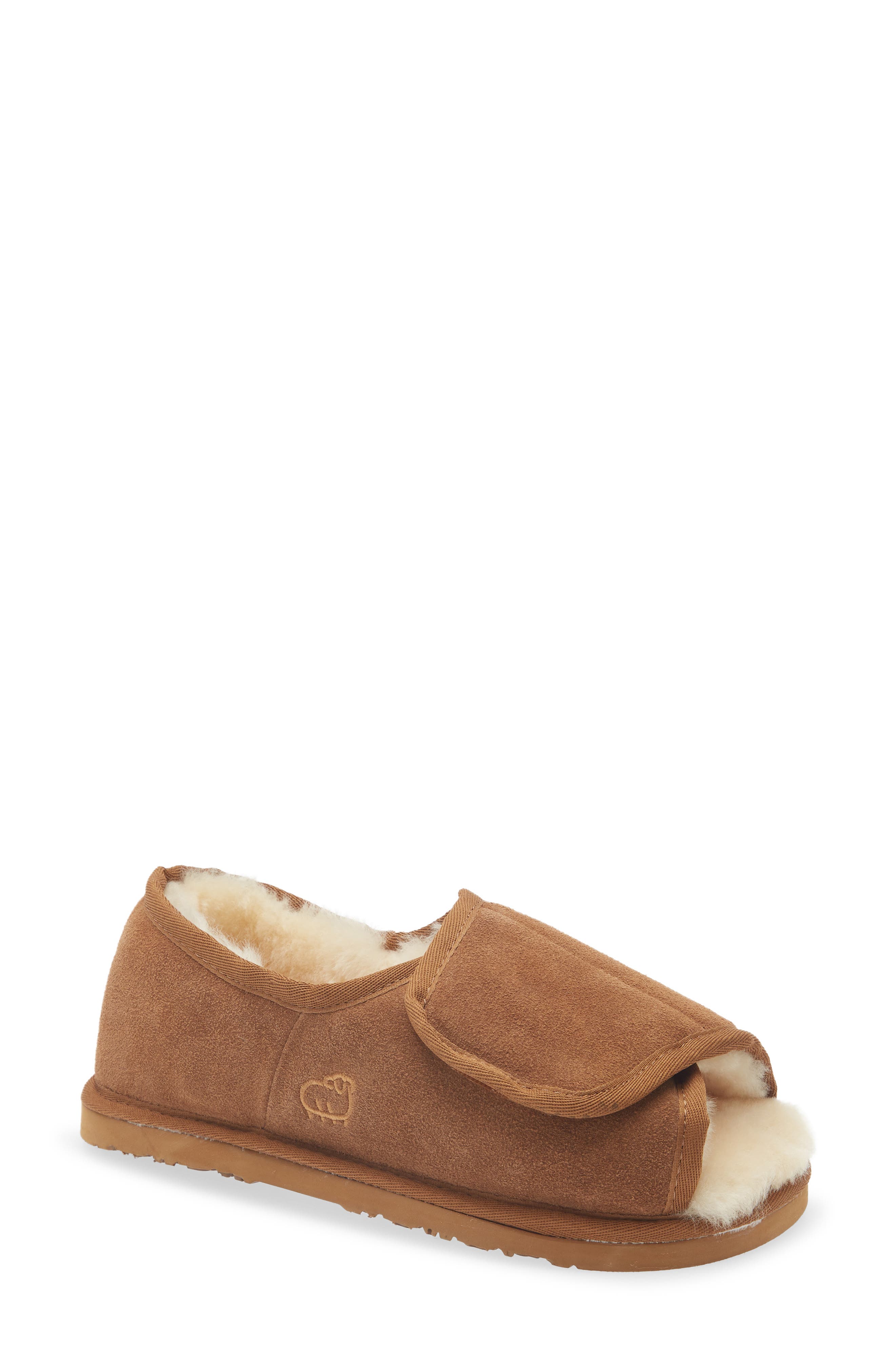 Open Toe Slipper, Main, color, CHESTNUT
