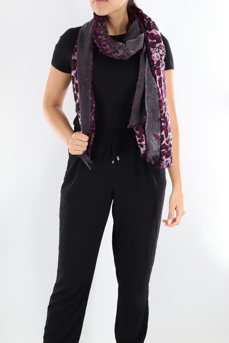 Animal Print Scarf, Alternate, color, Amethyst