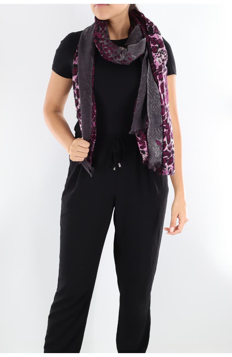 La Fiorentina Animal Print Scarf, Alternate, color, Amethyst