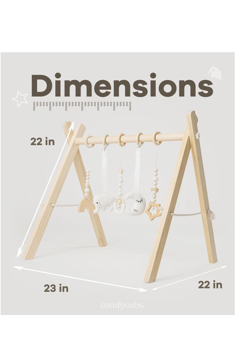 Comfy Cubs Wooden Baby Play Gym Set, Alternate, color, Natural Wood