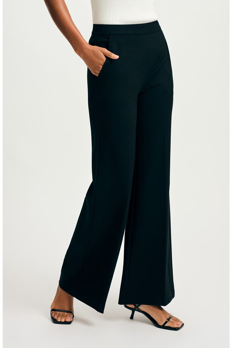 Wide Leg Ponte Pants, Main, color, BLACK