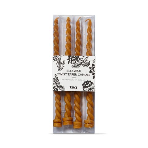 Twin Flame Twisted Beeswax Taper Candles Honey Yellow