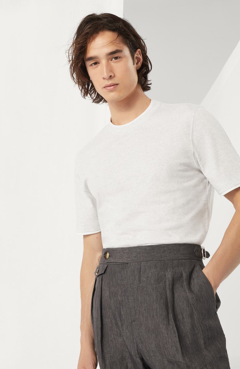 Brunello Cucinelli T-shirt with faux-layering, Alternate, color, 