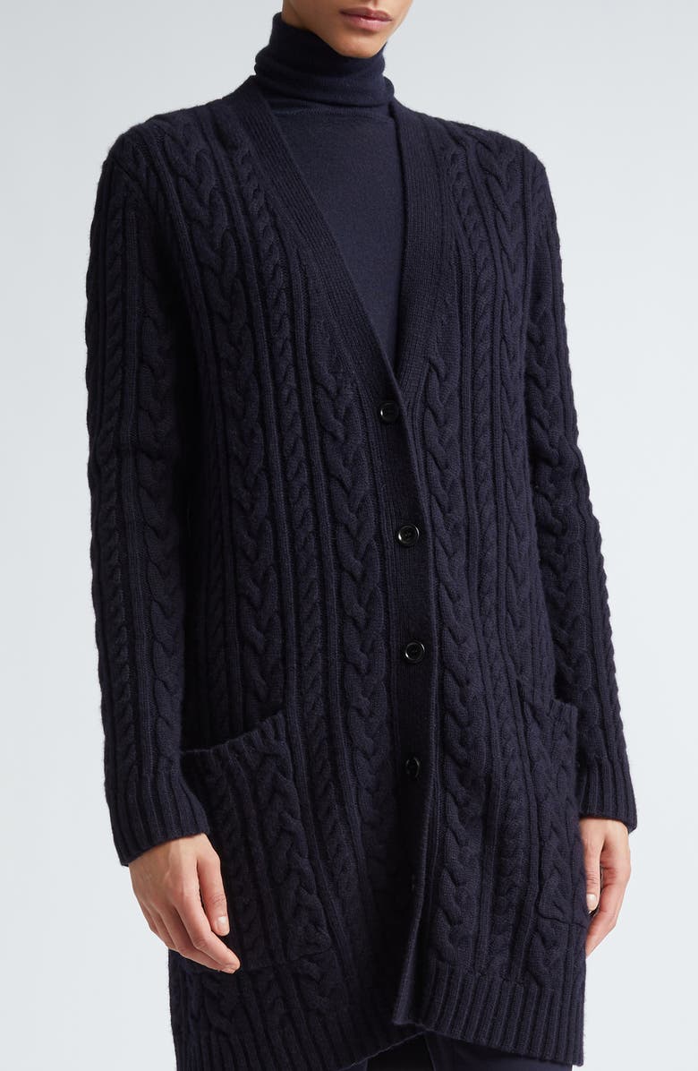 Max Mara Calotta Wool & Cashmere Cable Stitch Long Cardigan, Main, color, 