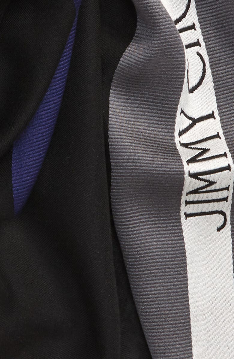 Jimmy Choo Colorblock Logo Silk Blend Scarf, Alternate, color, 
