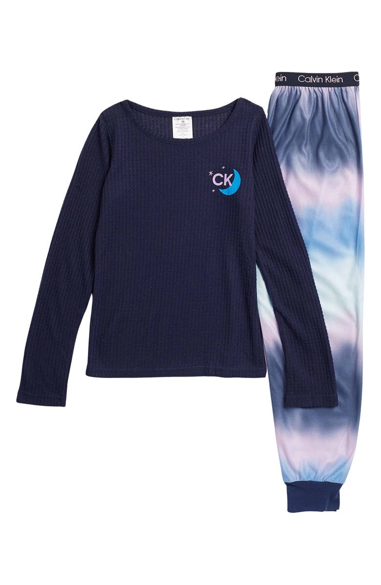 Calvin Klein Thermal Long Sleeve Top & Joggers Pajama Set, Main, color, 