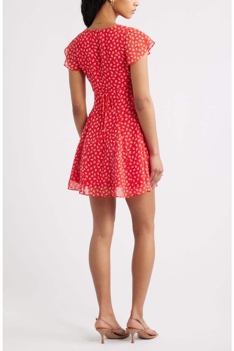 Floral Print Fit & Flare Minidress, Alternate, color, RED- IVORY BELLA ROSE