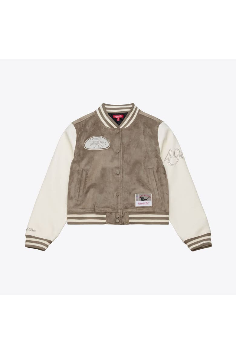 Women's Mitchell & Ness  Tan San Francisco 49ers Full-Snap Varsity Jacket, Alternate, color, Tan
