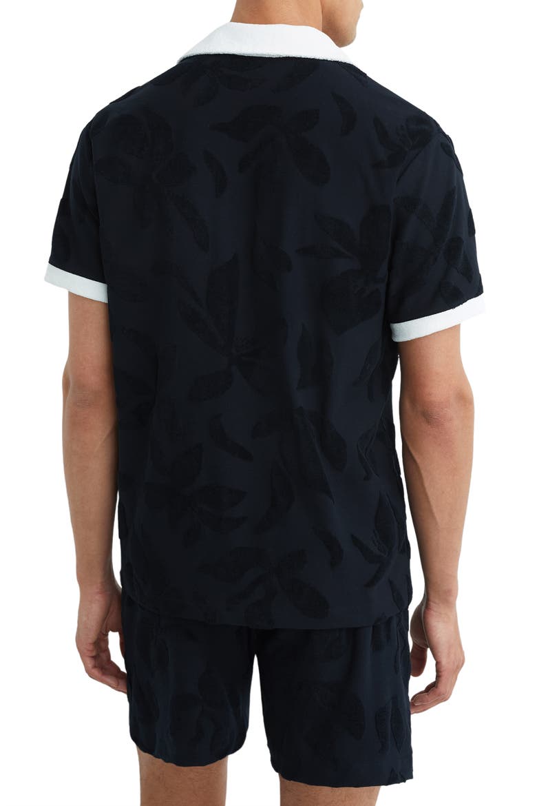 Zuma Contrast Trim Floral Camp Shirt, Alternate, color, NAVY