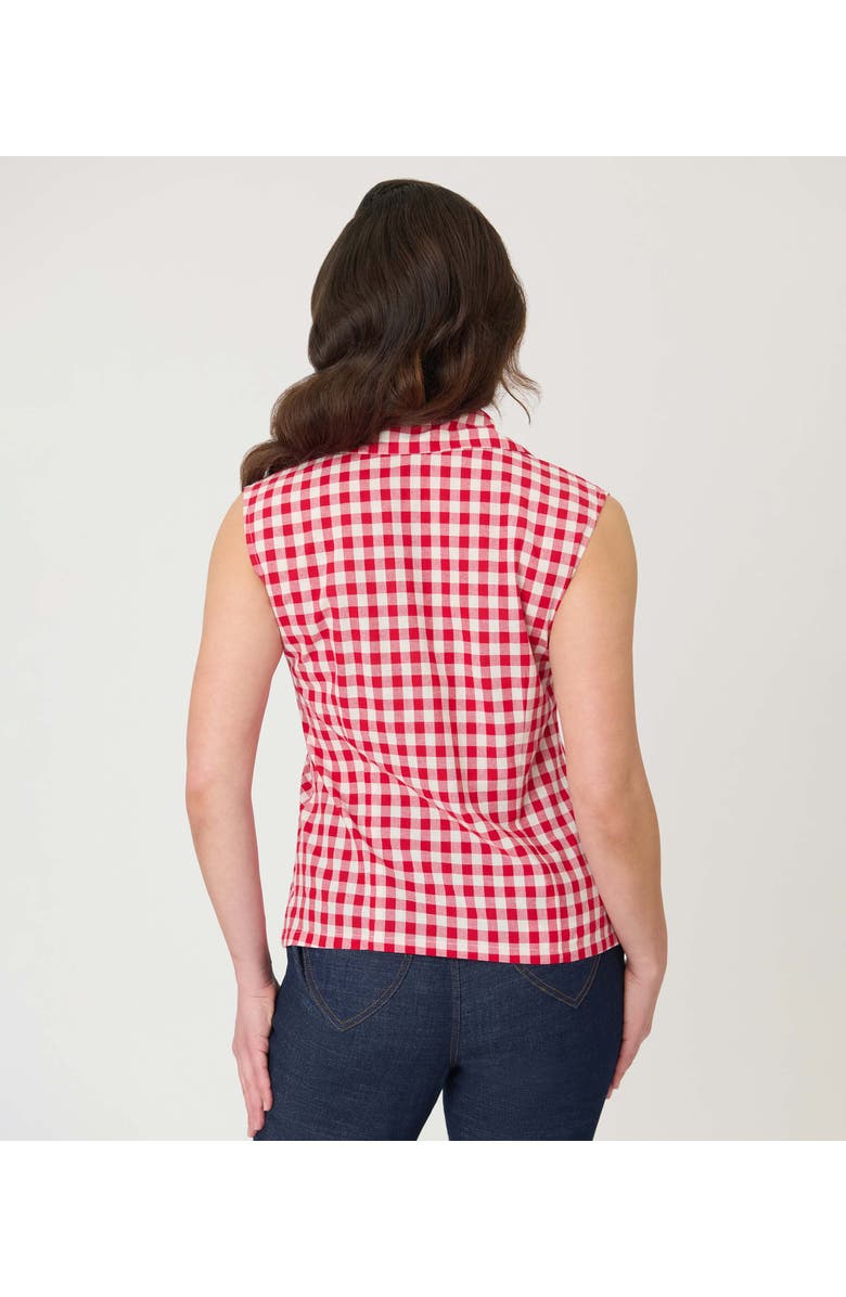 Unique Vintage Notched Collar Cotton Blouse, Alternate, color, Red Gingham
