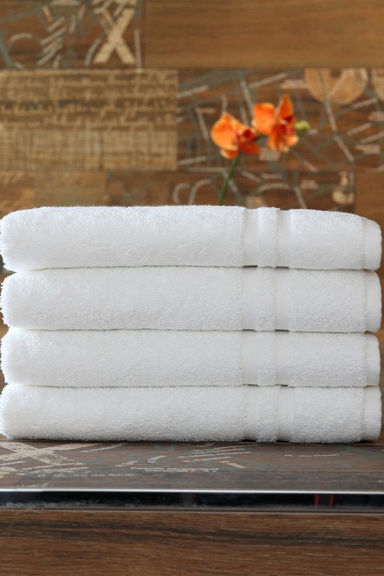 Denzi Hand Towels - Set of 4 - White, Alternate, color, WHITE