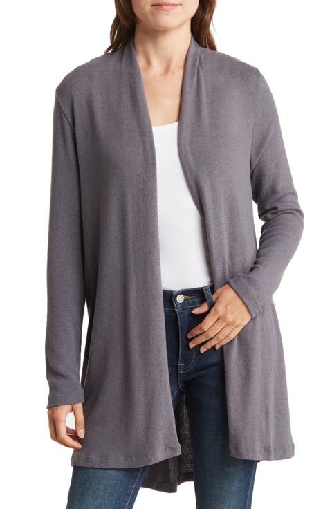 Brushed Knit Open Front Cardigan