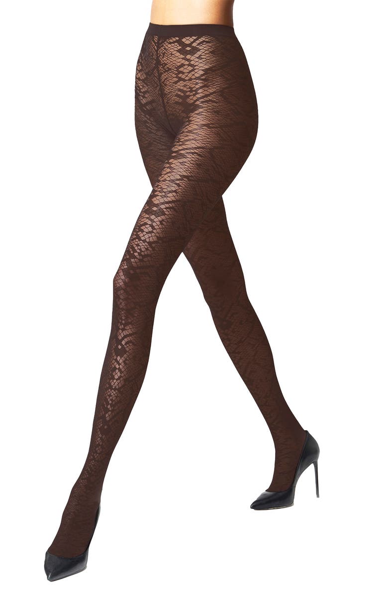 Wolford Snakeskin Tights, Main, color, Umber
