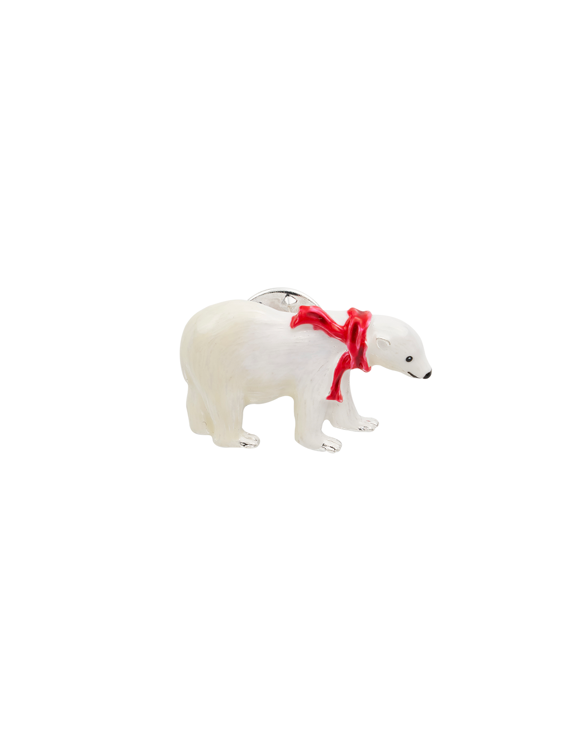 Fable England Cosy Polar Bear Enamel Brooch In Silver