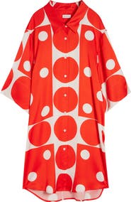 Dries Van Noten Drea Polka Dot Satin Shirtdress