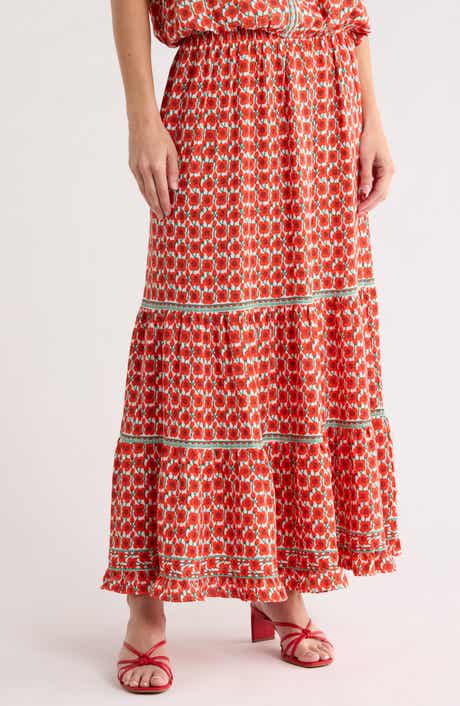 MAX STUDIO Floral Tiered Maxi Skirt