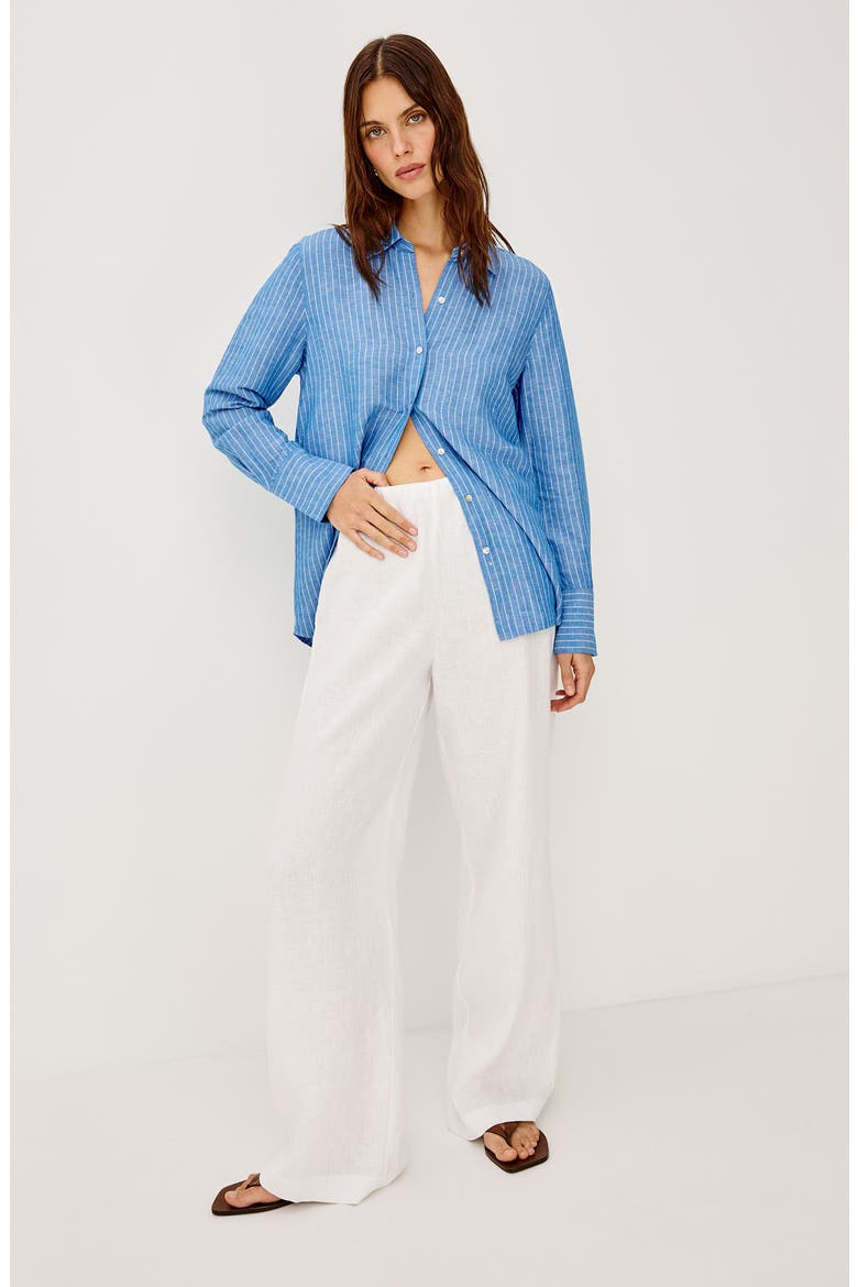 Knox Linen Blend Button-Up Shirt, Alternate, color, AVALON STRIPE