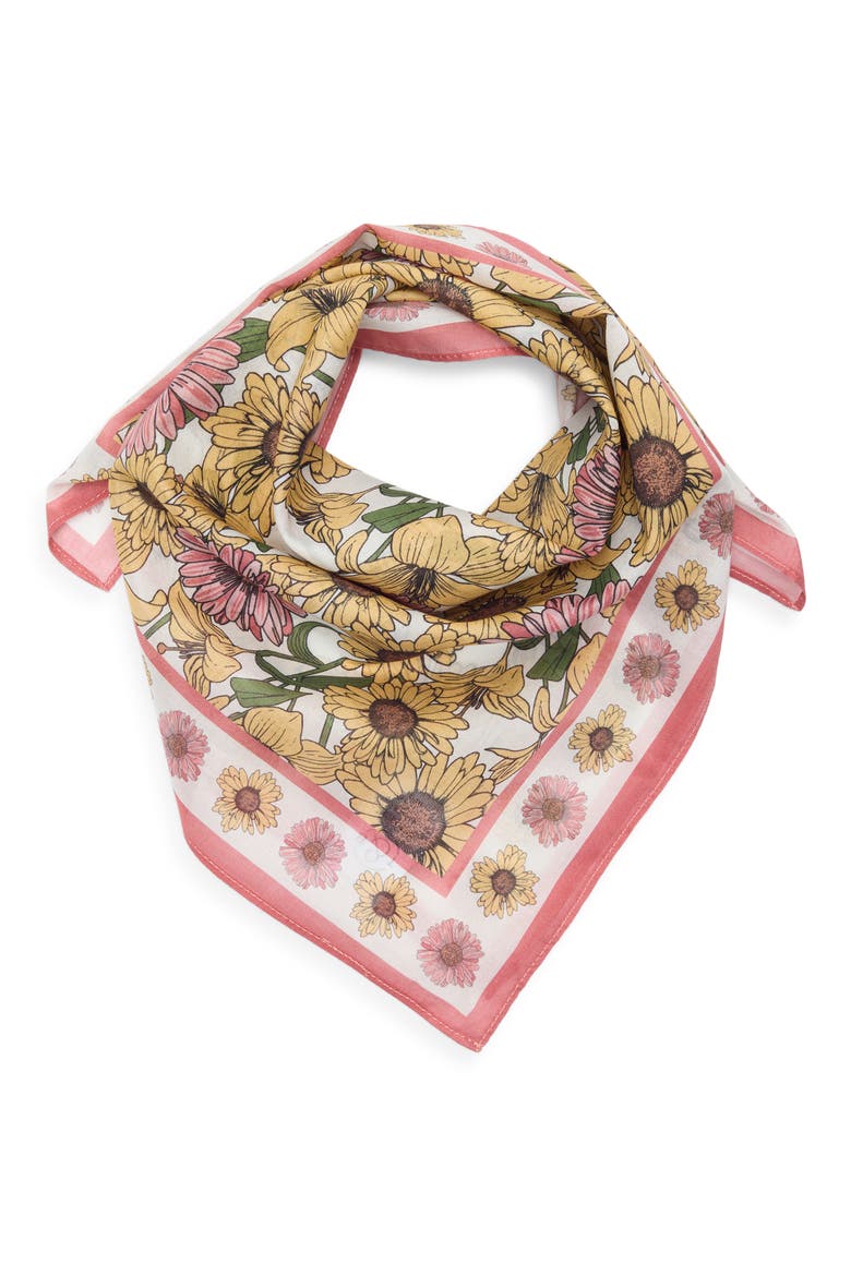 Pottery Floral Square Bandana, Alternate, color, PINK FLORAL