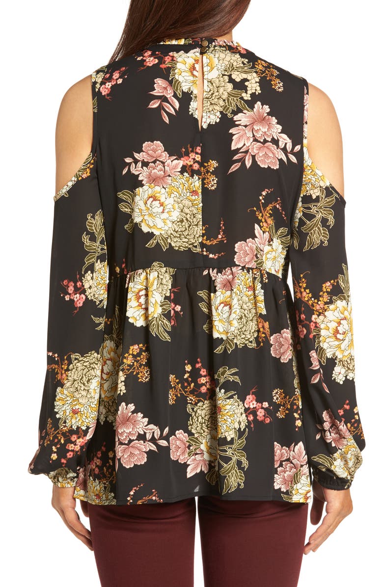 Bobeau Ruffle Neck Babydoll Top, Alternate, color, 