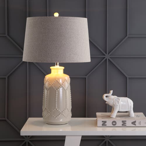 Jonathan Y Alice 26" Ceramic Led Table Lamp, Cream In Cream