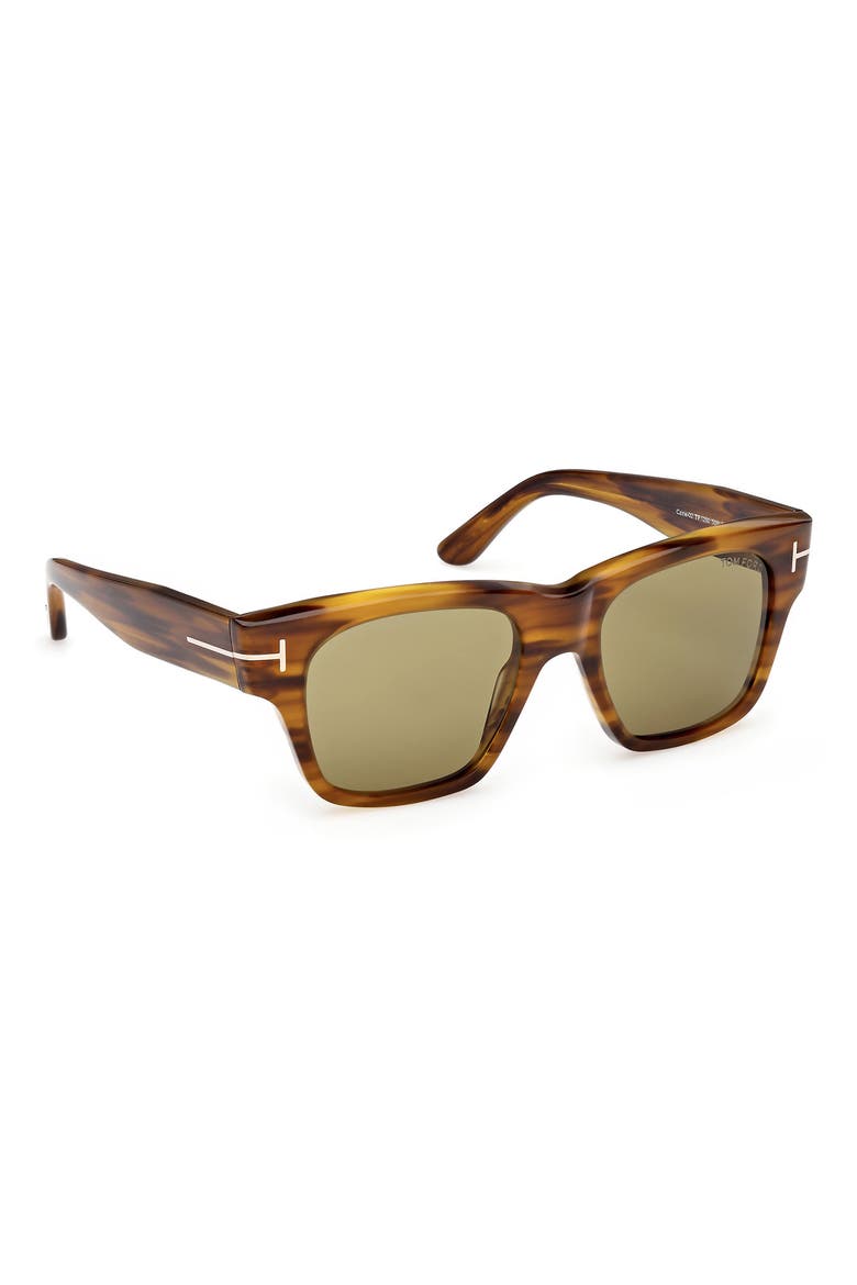 53mm Square Sunglasses, Alternate, color, STRIPED BROWN HONEY / GREEN