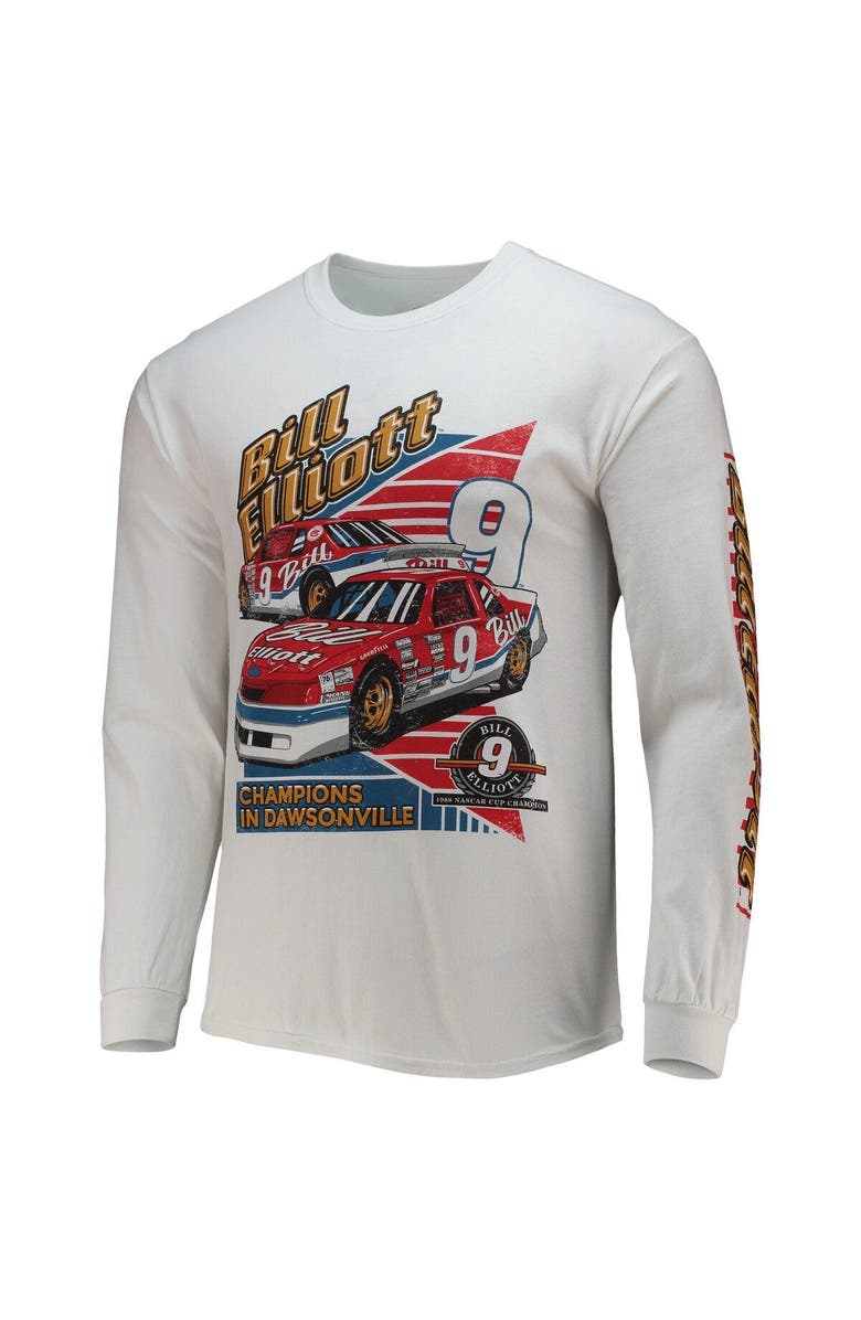 CHECKERED FLAG Men's Checkered Flag White Bill Elliott 2-Spot Long Sleeve T-Shirt, Alternate, color, White