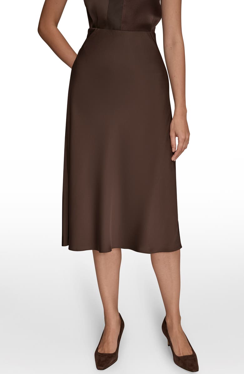 Donna Karan New York Satin Midi Skirt, Main, color, Chocolate Plum