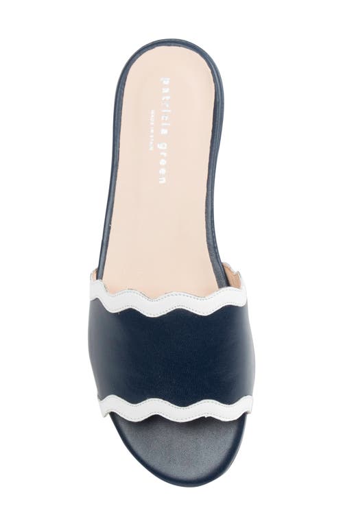 Shop Patricia Green Emma Raffia Slide Sandal In Navy/white Leather