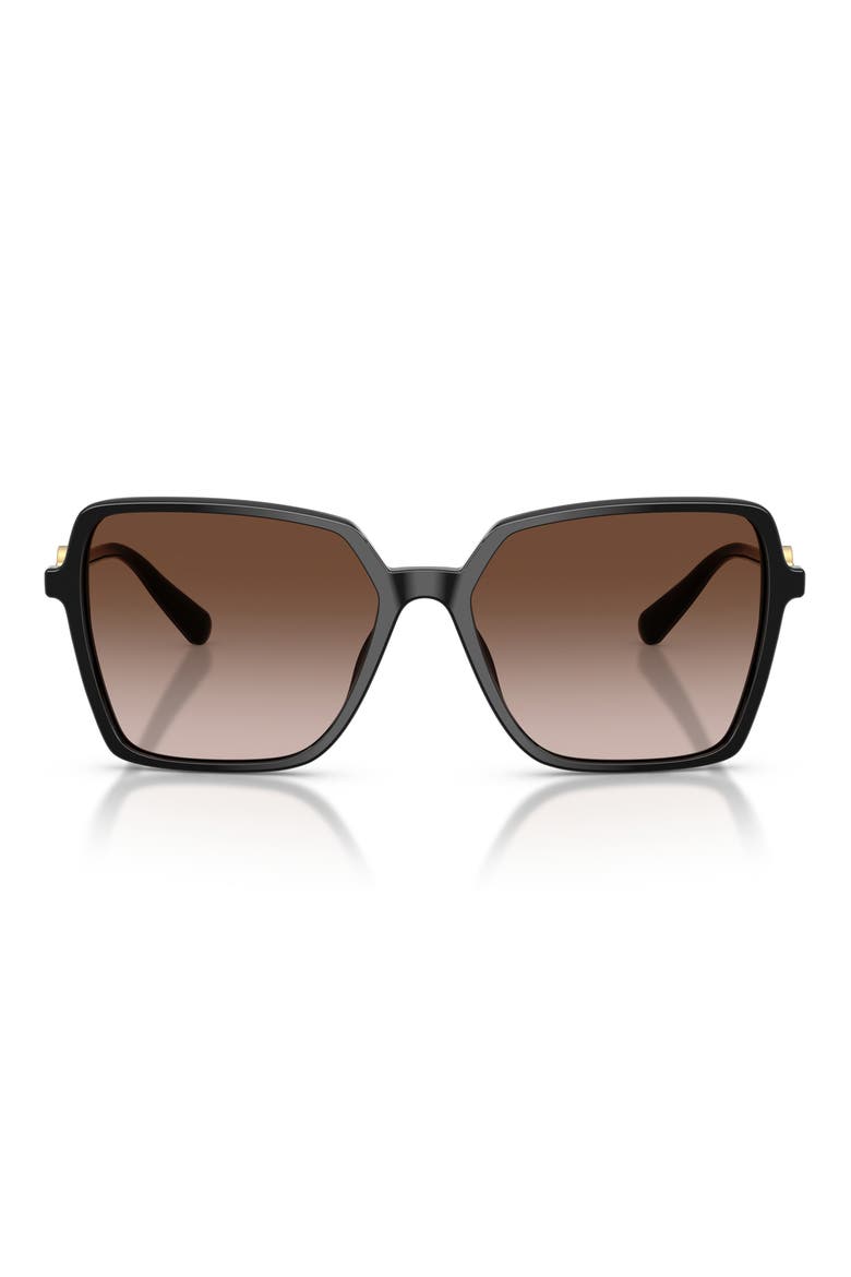 58mm Square Sunglasses, Main, color, BLACK / BROWN GRADIENT
