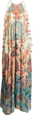 FARM Rio Boho Delhi Floral Tie Shoulder Maxi Dress