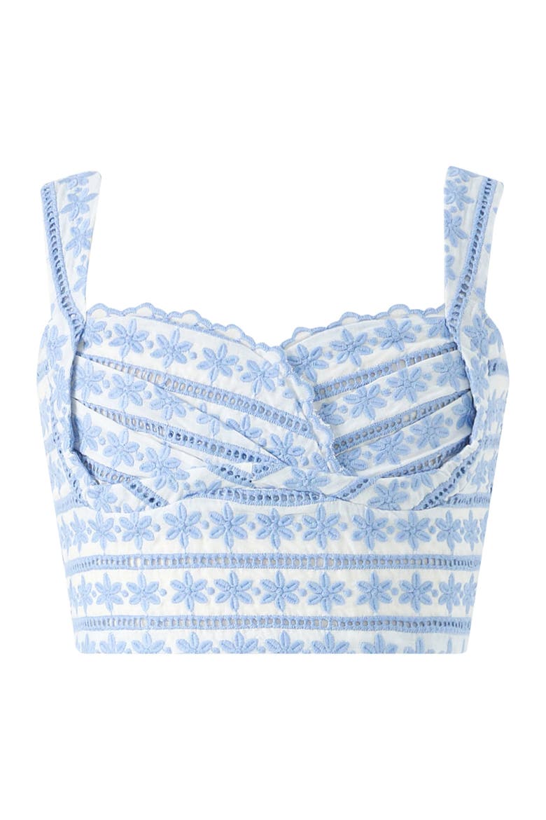 Odessa Frill Embroidered Top, Main, color, Powder Blue