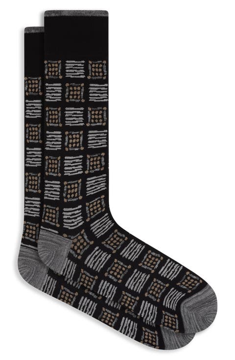Check Cotton Blend Dress Socks