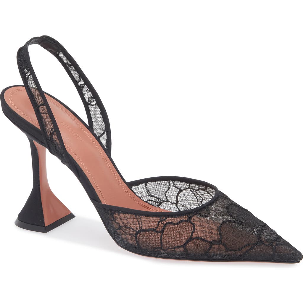 Amina Muaddi Holli Lace Slingback Pump in Lace Black  product