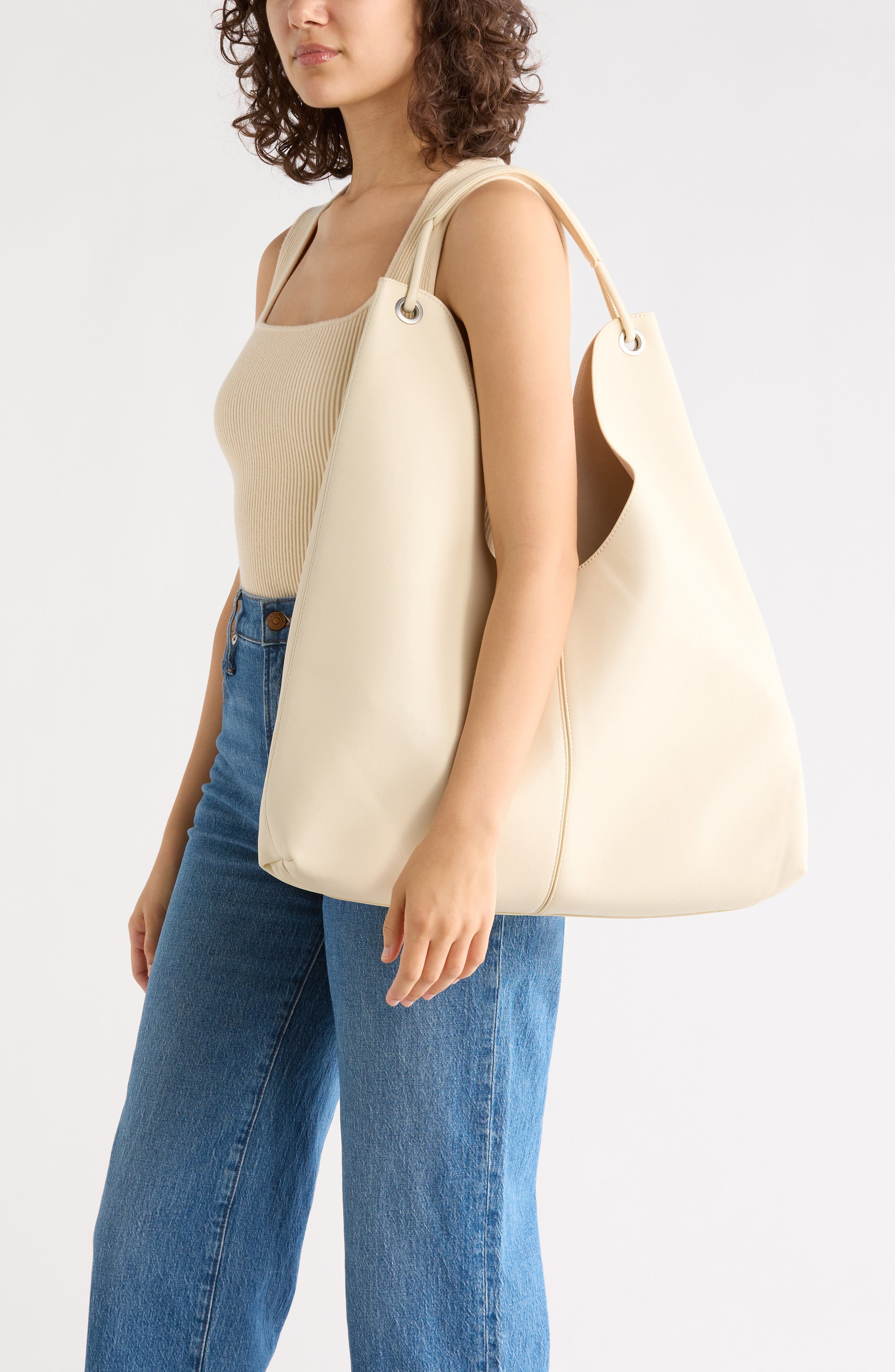 BCBG Soft Slouchy Hobo Bag, Alternate, color, Cloud