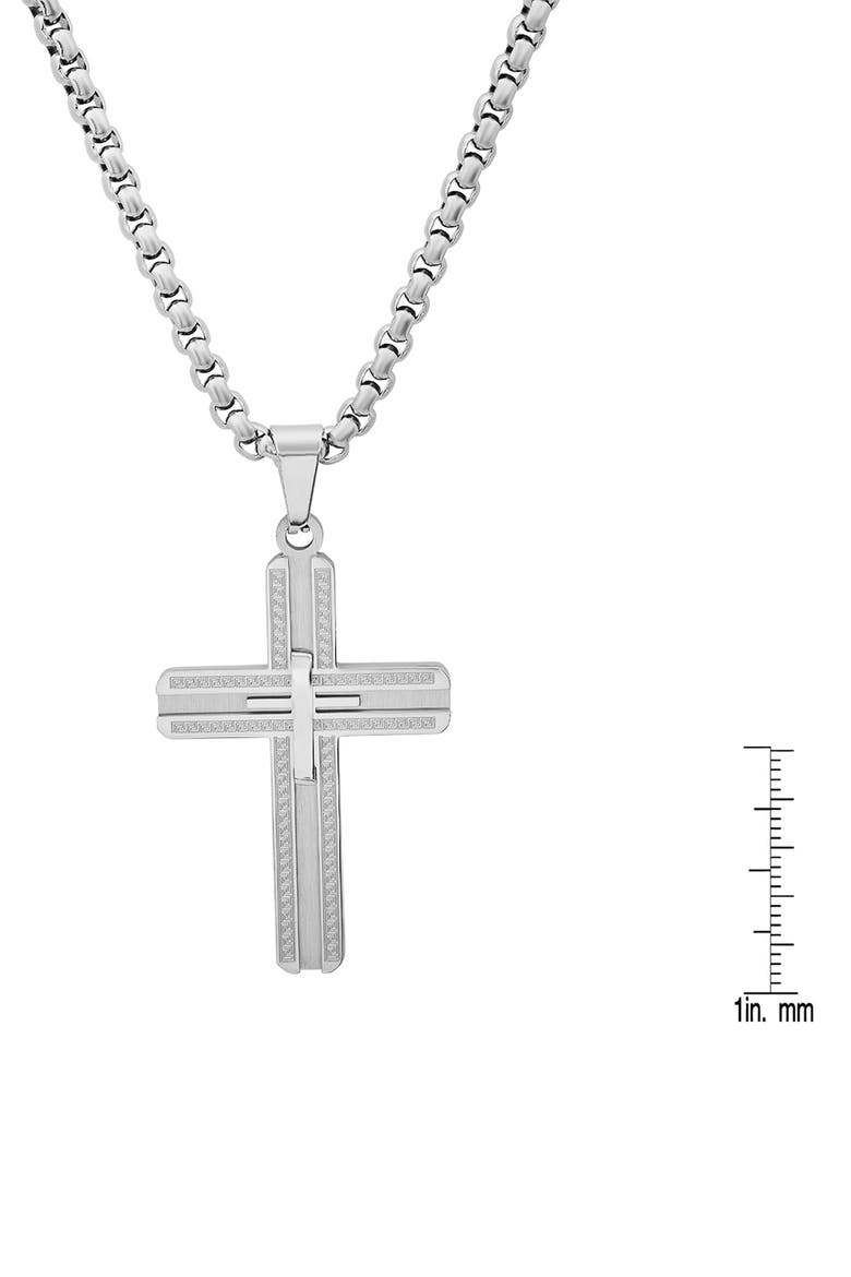 Men's Stainless Steel Cross Pendant Necklace, Alternate, color, SILVER