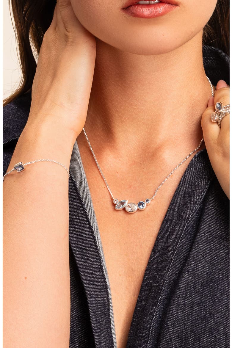 'Serenity' Tutti Frutti Bar Necklace, Alternate, color, Sterling Silver