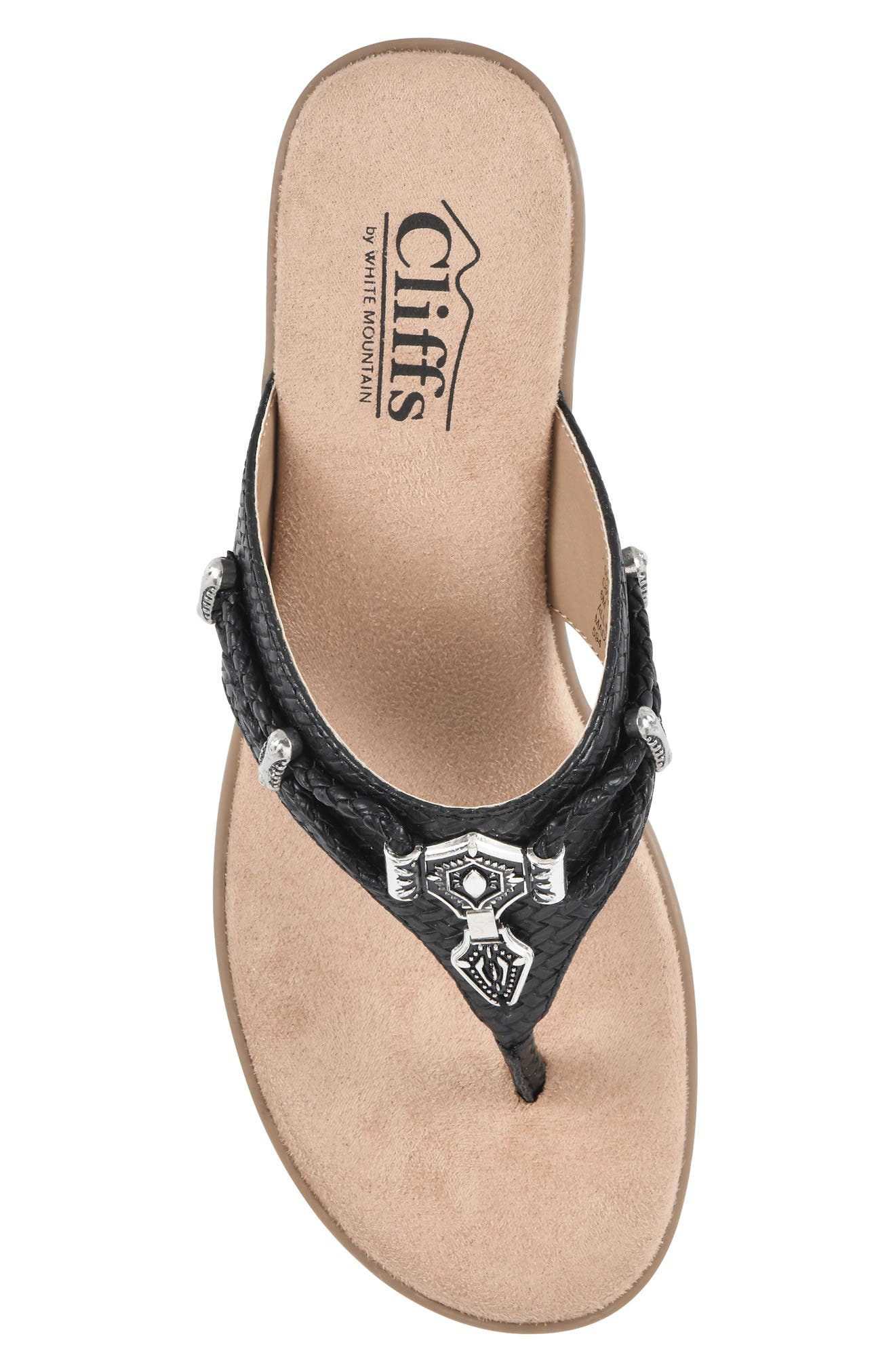 CLIFFS BY WHITE MOUNTAIN Bailee Sandal, Alternate, color, Black Woven