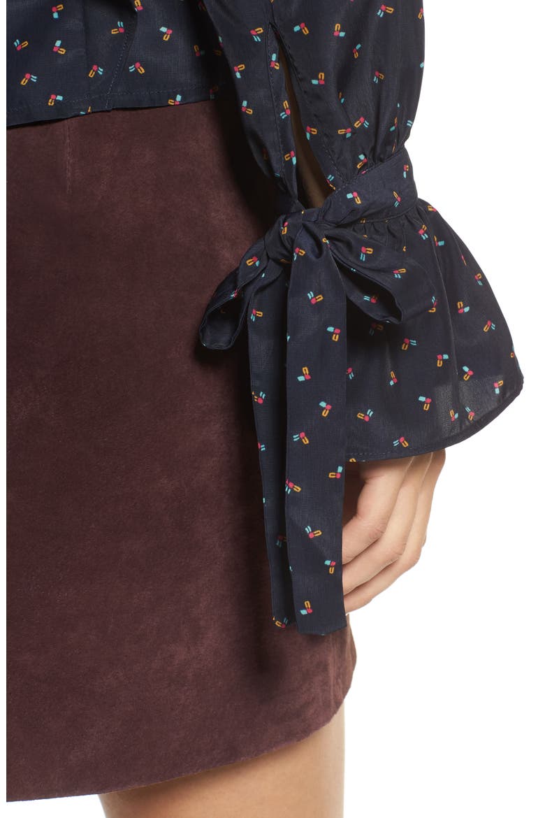 Ruffle Top, Alternate, color, NAVY MULTI
