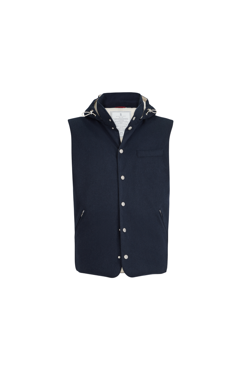 Brunello Cucinelli Flannel down vest, Main, color, Navy Blue