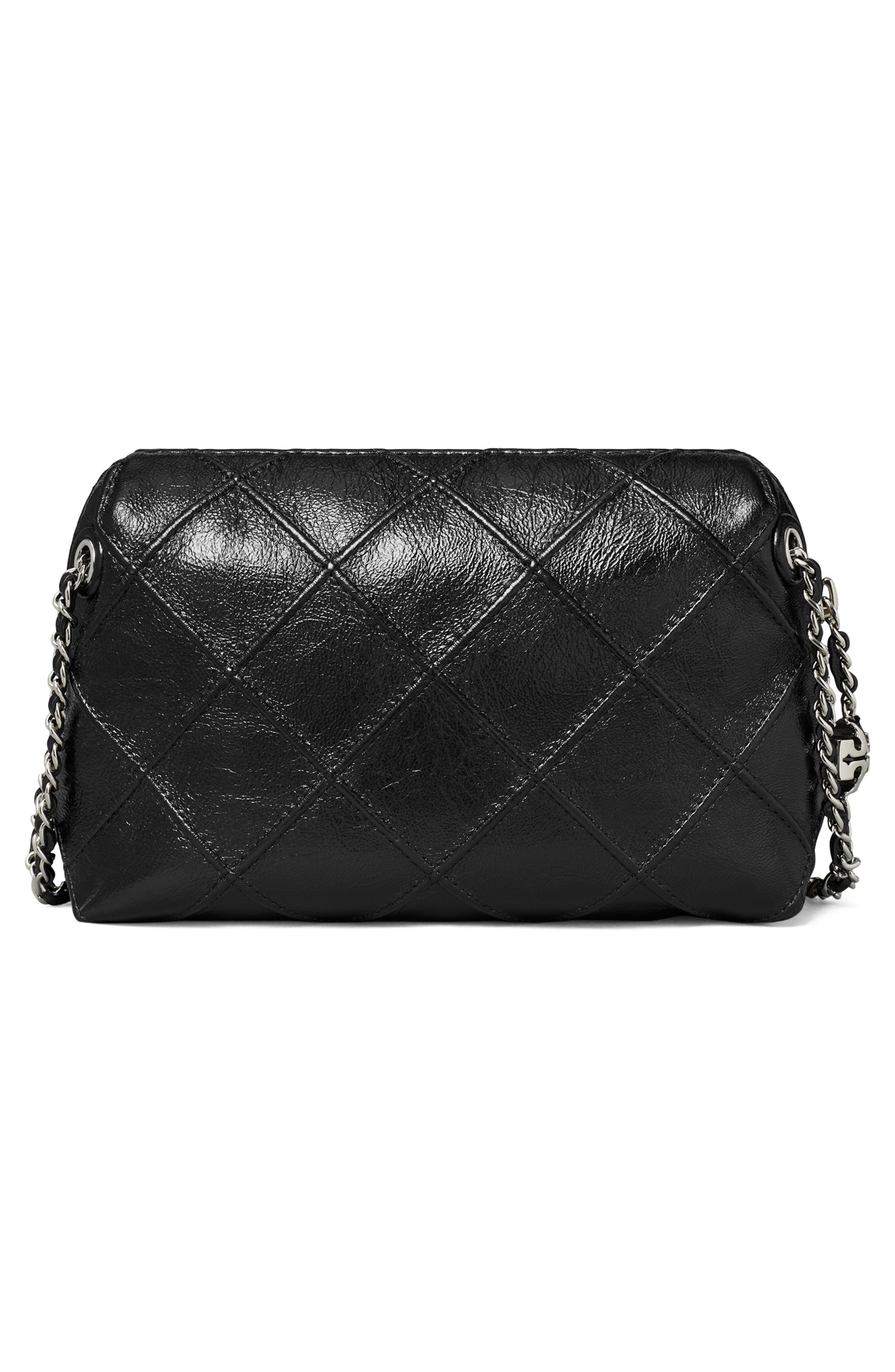 Tory Burch Fleming Soft Leather Crossbody Bag, Alternate, color, Black