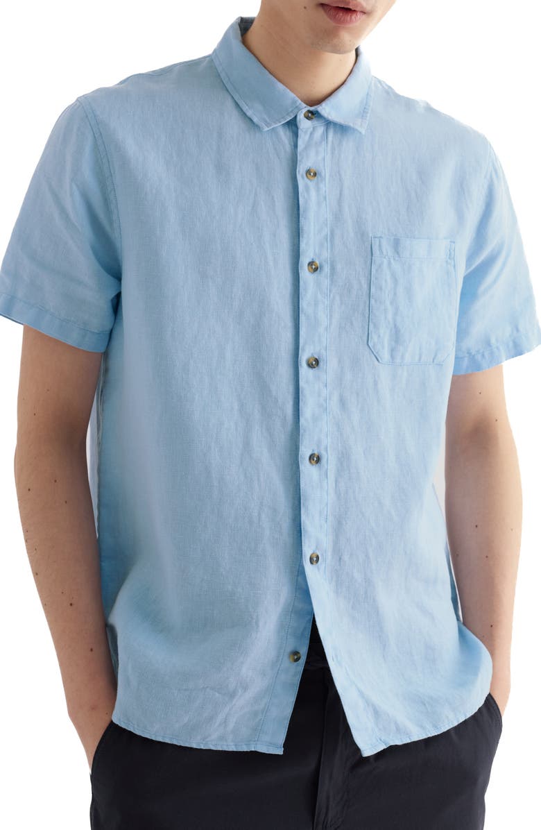 Seasalt Cornwall Carne Short Sleeve Linen Button-Up Shirt, Main, color, 