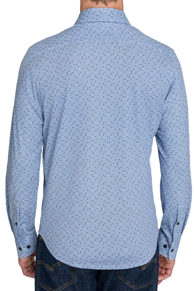Slim Fit Geo Floral Print Long Sleeve Button Up Shirt, Alternate, color, BROWN/ BLUE