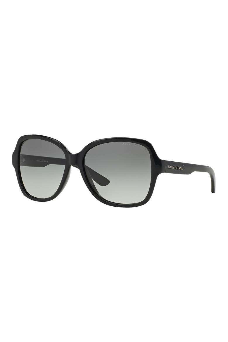 57mm Gradient Square Sunglasses, Alternate, color, BLACK