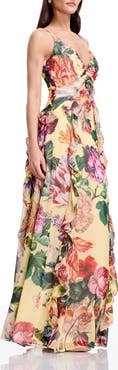 Dress the Population Jayden Floral Ruffle A-Line Gown