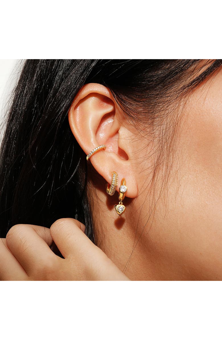 ANIA HAIE Pavé Shield Huggie Hoop Earrings, Alternate, color, Shiny Gold